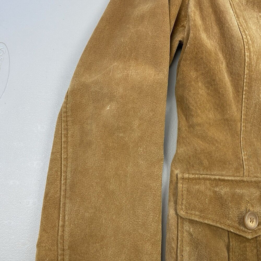 VINTAGE Columbia Suede Jacket Womens Medium Brown Pockets 70s Western Leather - Picture 8 of 13